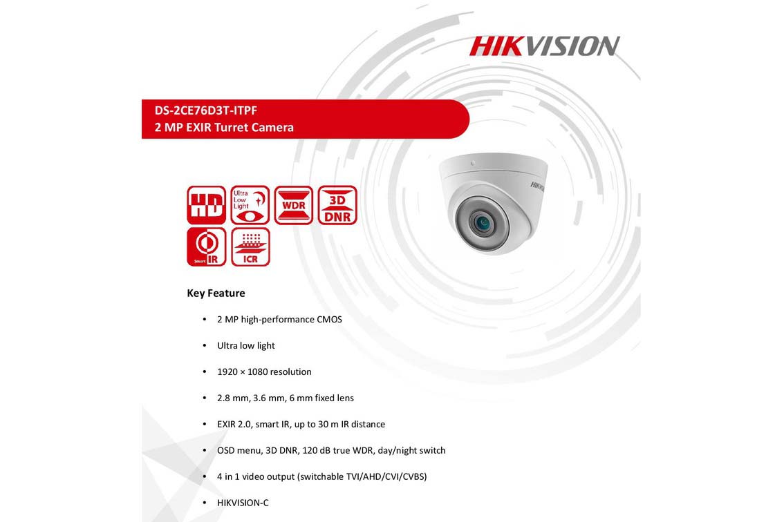 معرفی هایک ویژن DS-2CE76D3T-ITPF